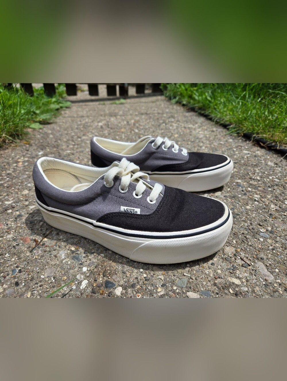 Vans Two-Tone Black and Gray Platform Sneakers